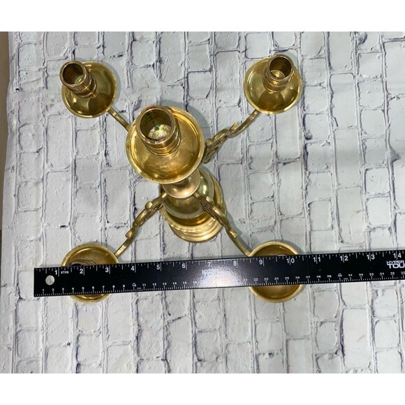 Vintage Dutch Brass Bronze Candelabra Holds 5 Candles - Picture 10 of 11